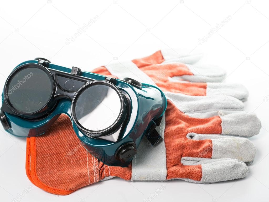 Construction gloves and goggles glasses