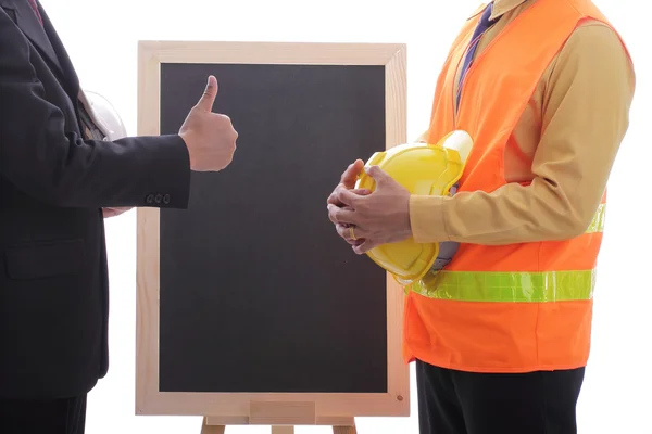 Ingenieur bespreken en presenteren van zijn baan voor voorbereiden — Stockfoto