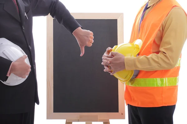 Ingenieur bespreken en presenteren van zijn baan voor voorbereiden — Stockfoto