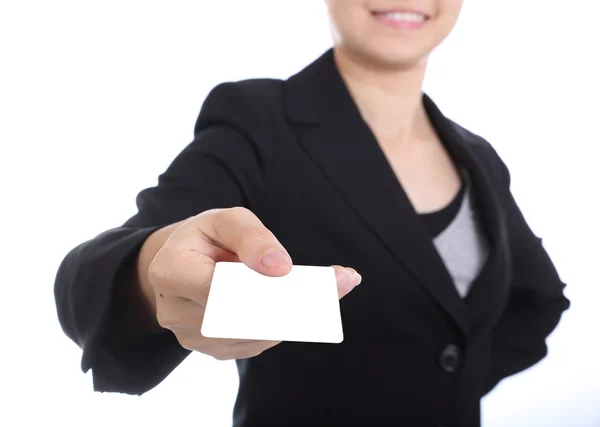 Business women holding name card — Stock Photo, Image