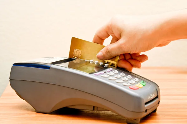 Ödeme makine ve kredi kartı Stok Fotoğraf