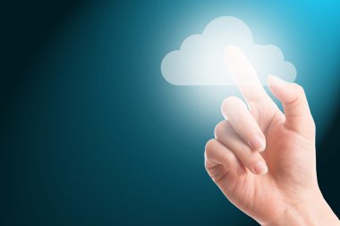 Cloub simgesi dokunmadan işadamı