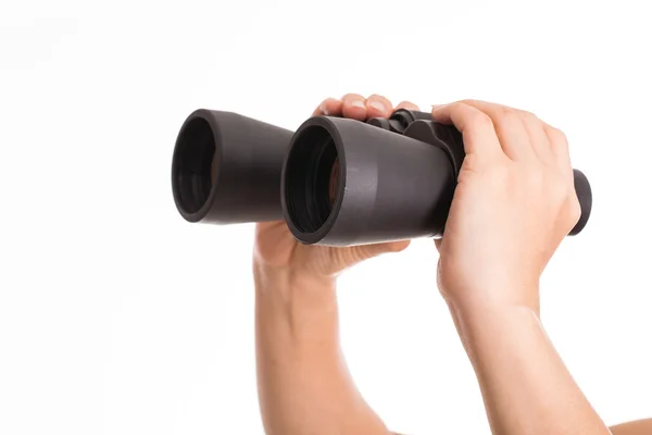 Businessman holding binoculars — Stock Photo, Image