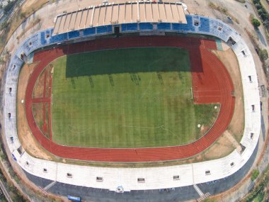 Pathumthani, Tayland 16, 2015: Thupatemee Stadiu hava görünümünü