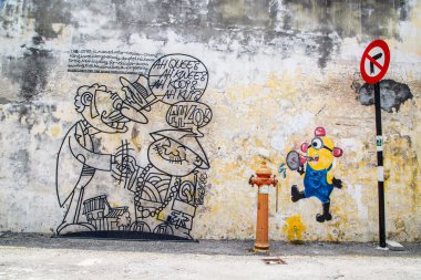 Georgetow, Penang, Malezya - 26 Mart 2015: Tel çelik çubuk wir