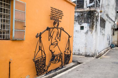 Georgetow, Penang, Malezya - 26 Mart 2015: Tel çelik çubuk wir