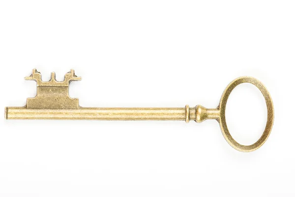 Single Vintage Key Mit Isoliertem Weißem Hintergrund — Stockfoto