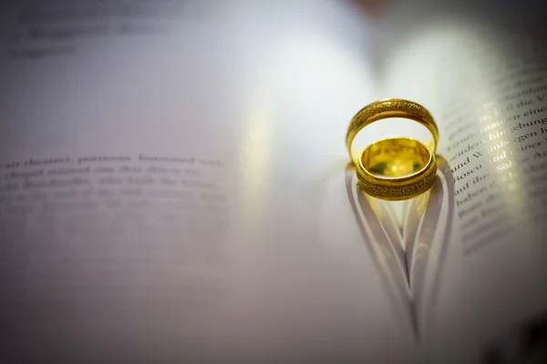 Αγίου Βαλεντίνου Καρδιά Δαχτυλίδι Σκιάς Στο Βιβλίο — Φωτογραφία Αρχείου