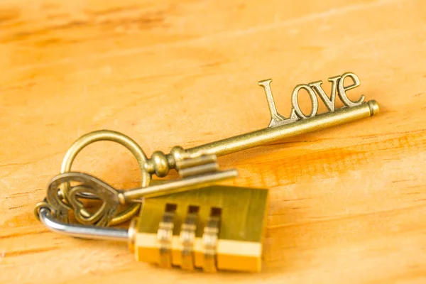 Combination Lock Your Love Key Wood Board — Stock Photo, Image