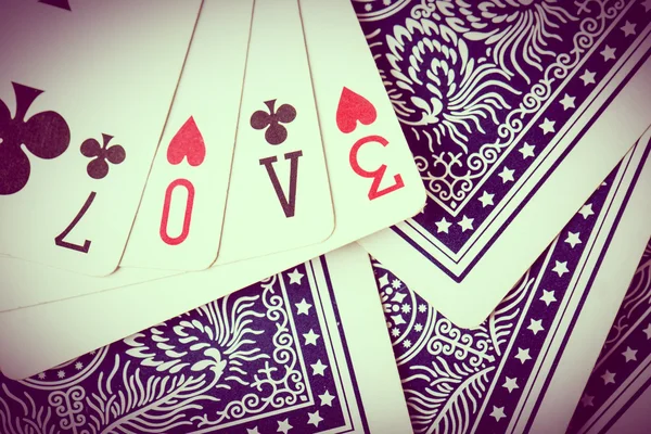 Carte Poker Vintage Avec Mot Amour Pour Saint Valentin — Photo