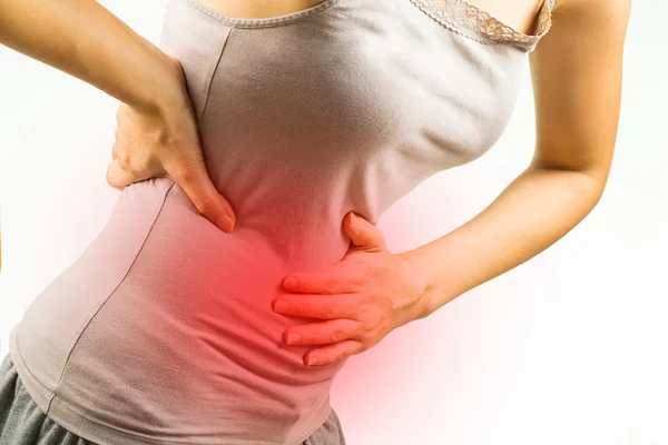 Stomach pain woman — Stock Photo, Image