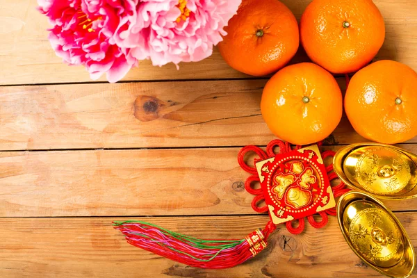 中国农历新年装饰与 字意味着好运 财富和祝福 — 图库照片