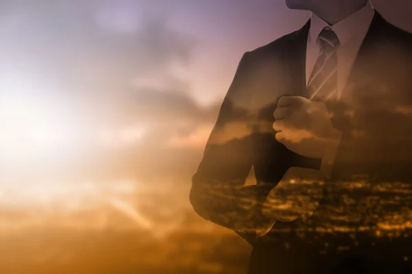 Businessman standing for looking his success business — Stock Photo, Image