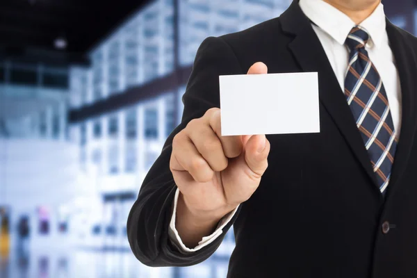 Businessman show business card — Stock Photo, Image