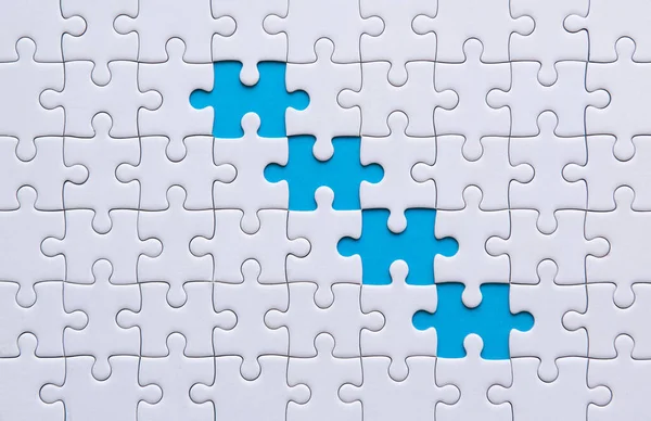 Puzzle Biały Kolor Puzzle Kawałki Siatki Sukces Mozaiki Rozwiązanie Szablon — Zdjęcie stockowe