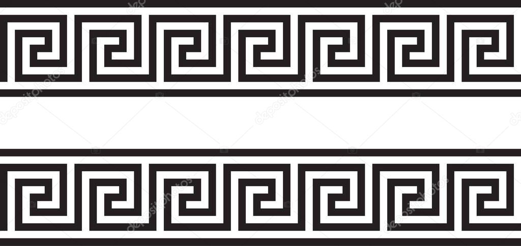 Meander and wave. Ancient Greek borders. Set of ornaments.