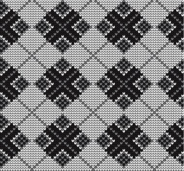 Siyah ve beyaz örülmüş kusursuz vektör geometrik deseni