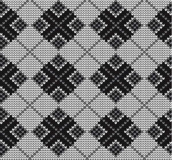 Seamless vector geometric pattern knitted black and white — Stock Vector