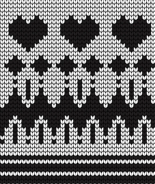 Seamless vector geometric pattern knitted black and white — Stock Vector