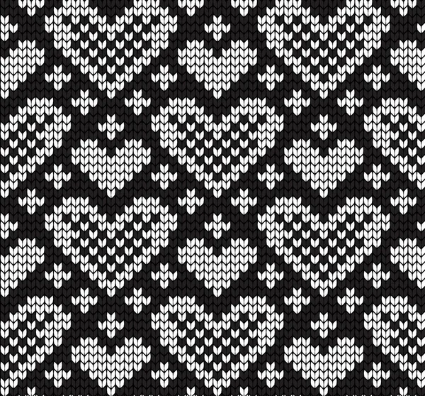 Seamless vector geometric pattern knitted black and white — Stock Vector