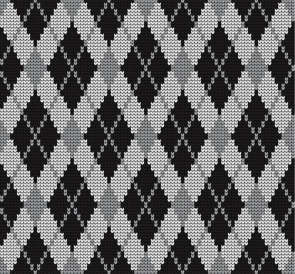 Motif géométrique vectoriel sans couture tricoté noir et blanc — Image vectorielle