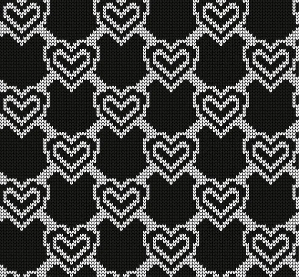 Nahtlose vektorgeometrische Muster in schwarz und weiß gestrickt — Stockvektor