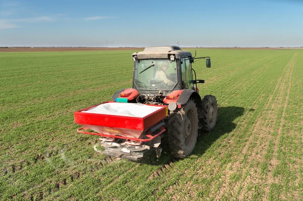 Trattore fertilizzante in campo — Foto Stock