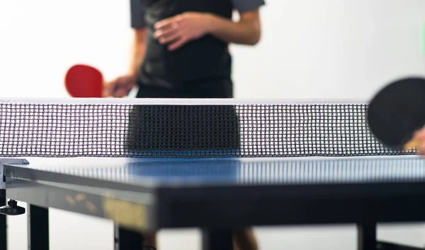 Ping Pong Actie Focus Net Witte Bal — Stockfoto