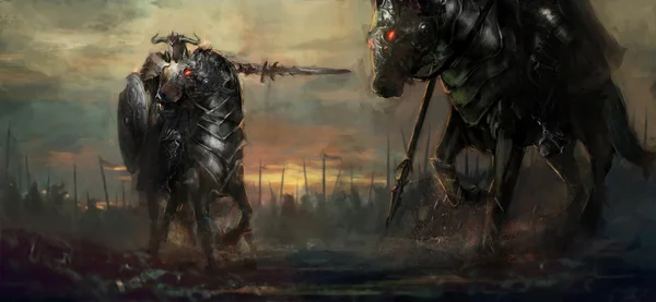 General führt seine Armee in den Krieg — Stockbild Krieg — Stockfoto