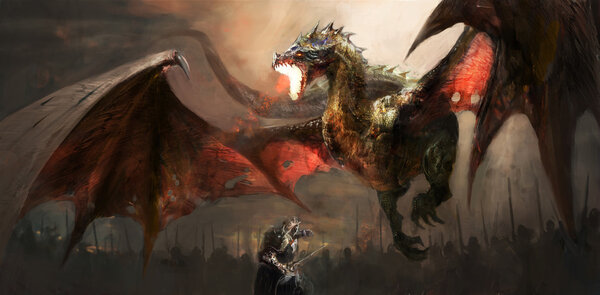 Картина, постер, плакат, фотообои "рыцарь дракона — стоковое фото", артикул 59259795