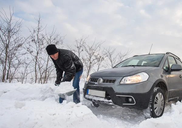 Car stuck in snow — Stock Photo, Image