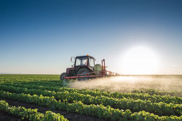 Traktor sprutning — Stockfoto