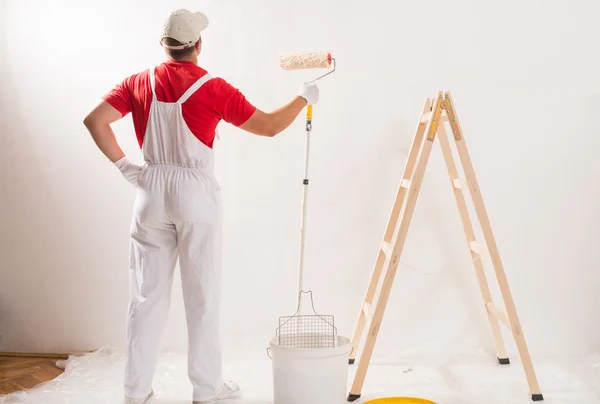 Painting Wall With Roller — Stock Photo, Image