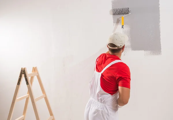 Painting Wall With Roller — Stock Photo, Image