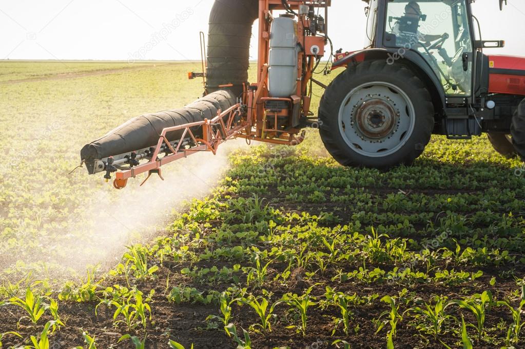 Tractor spraying pesticides 