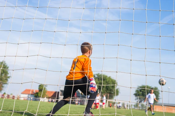 Little soccer goalkeeper — Stock Photo, Image