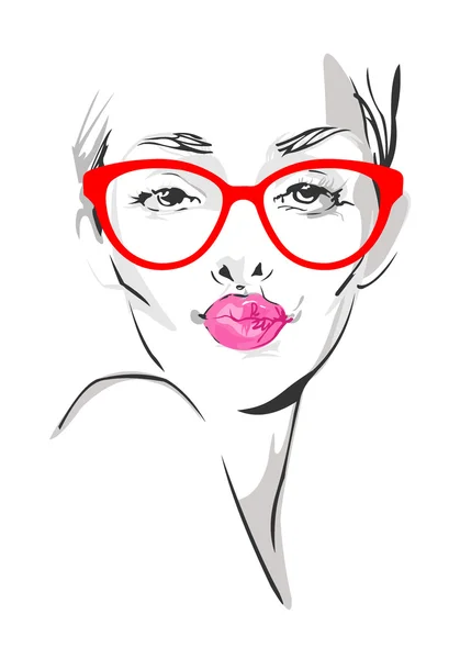 Belle ragazze in occhiali — Vettoriale Stock