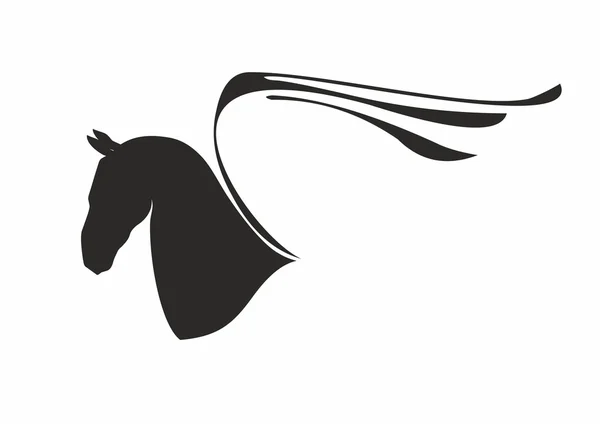 Hoofd van paard met vleugels — Stockvector