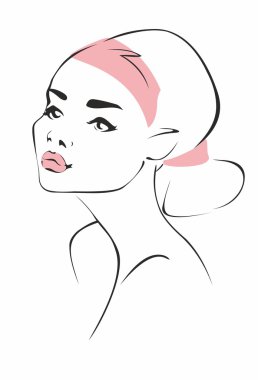 Kadın portresi çizgilerle çizilmiş