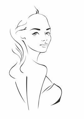 Uzun saçlı genç bir kızın portresi.