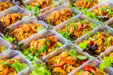 Asya pirinç kutusu, Tayland yemeği plastik kutular, Tayland eriştesi..