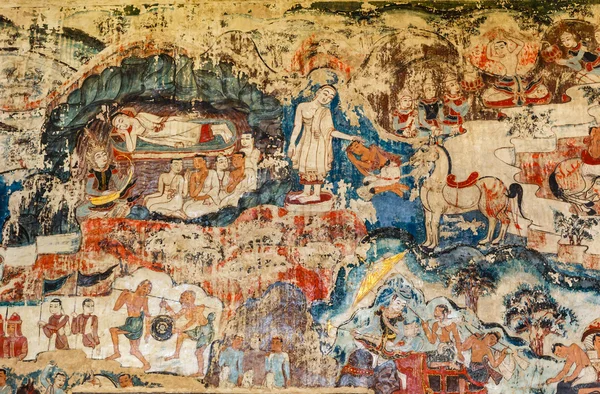 Pinturas murales de más de 300 años en Tailandia . — Foto de Stock