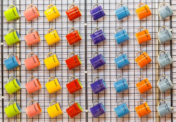 Colorful ceramic coffee mugs — Stock Photo, Image