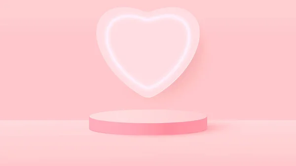 3d renderização de rosa amor valentine pastel estágios fundo ou textura. Pódio pastel brilhante ou fundos de pedestal. Vetor — Vetor de Stock