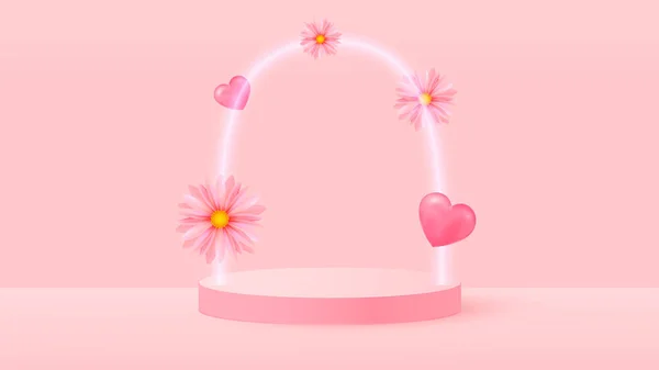 3d 의 분홍색 사랑 발렌타인 파스텔의 배경이나 질감을 제공 한다. 밝은 파스텔 단상 또는 배경. Vector — 스톡 벡터