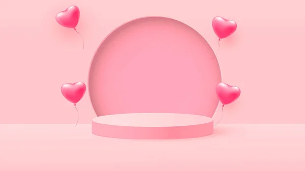 3d визуализация розовой любви Валентина этапы пастели фон или текстуру. Яркий пастельный подиум или фон пьедестала. Вектор — стоковый вектор