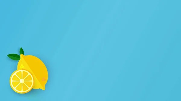 Летняя Композиция Желтого Лимона Ярко Голубом Фоне Минимальная Концепция Векторная — стоковый вектор