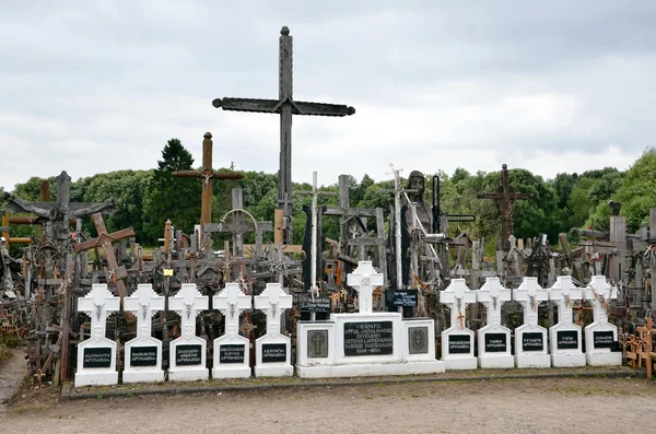 Cca 12 km north of the city of SIAULIAI / LITHUANIA - July 24, 2013: Close view of the Hill of Crosses, a place of worship for Christians — Stock Photo, Image