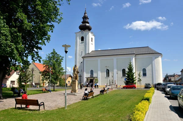 Rooms-katholieke kerk van saint Gall in de zomer en sommige mensen arround — Stockfoto