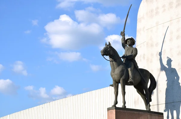 Statue of slovak national hero displayed like a fighter for his nation with sword on the horse — Stock Photo, Image